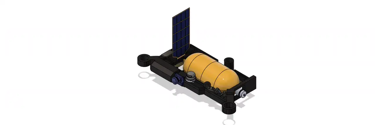 Tetraodon water-capture satellite solar-array deployment animation